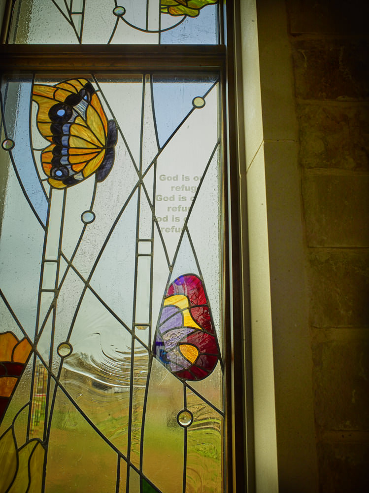 Close up of window at Hope Chapel, the Gatehouse at Grapevine