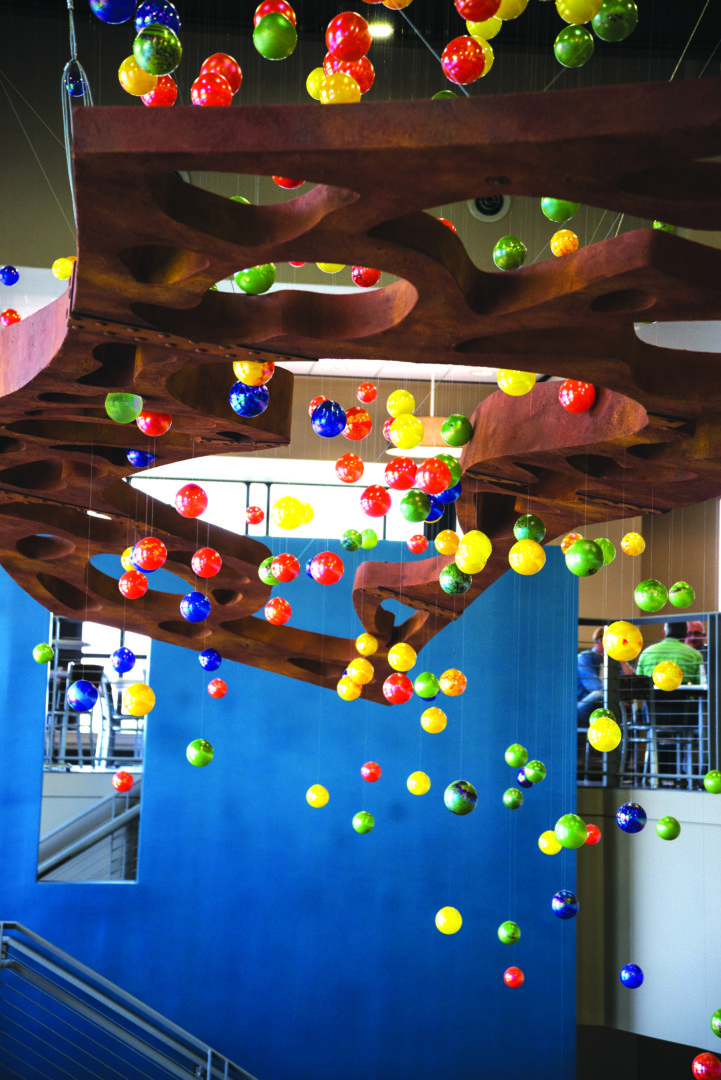 Glass spheres used in Transitions suspended sculpture, texas tech at lubbock