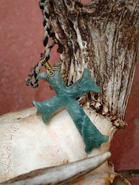 knapped cross of Imperial Jasper