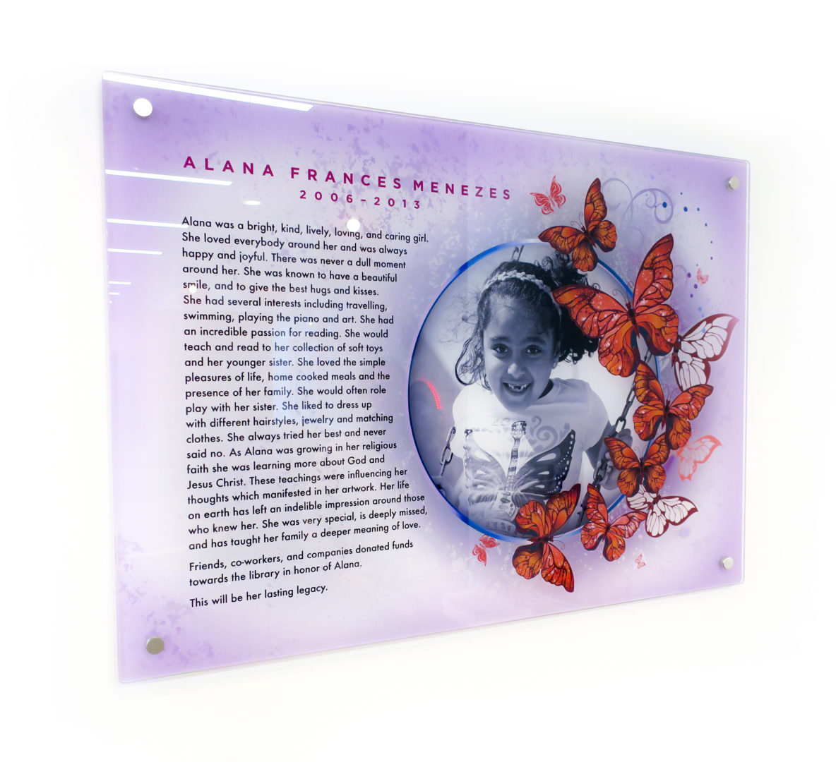 Coppell Library Alana Plaque