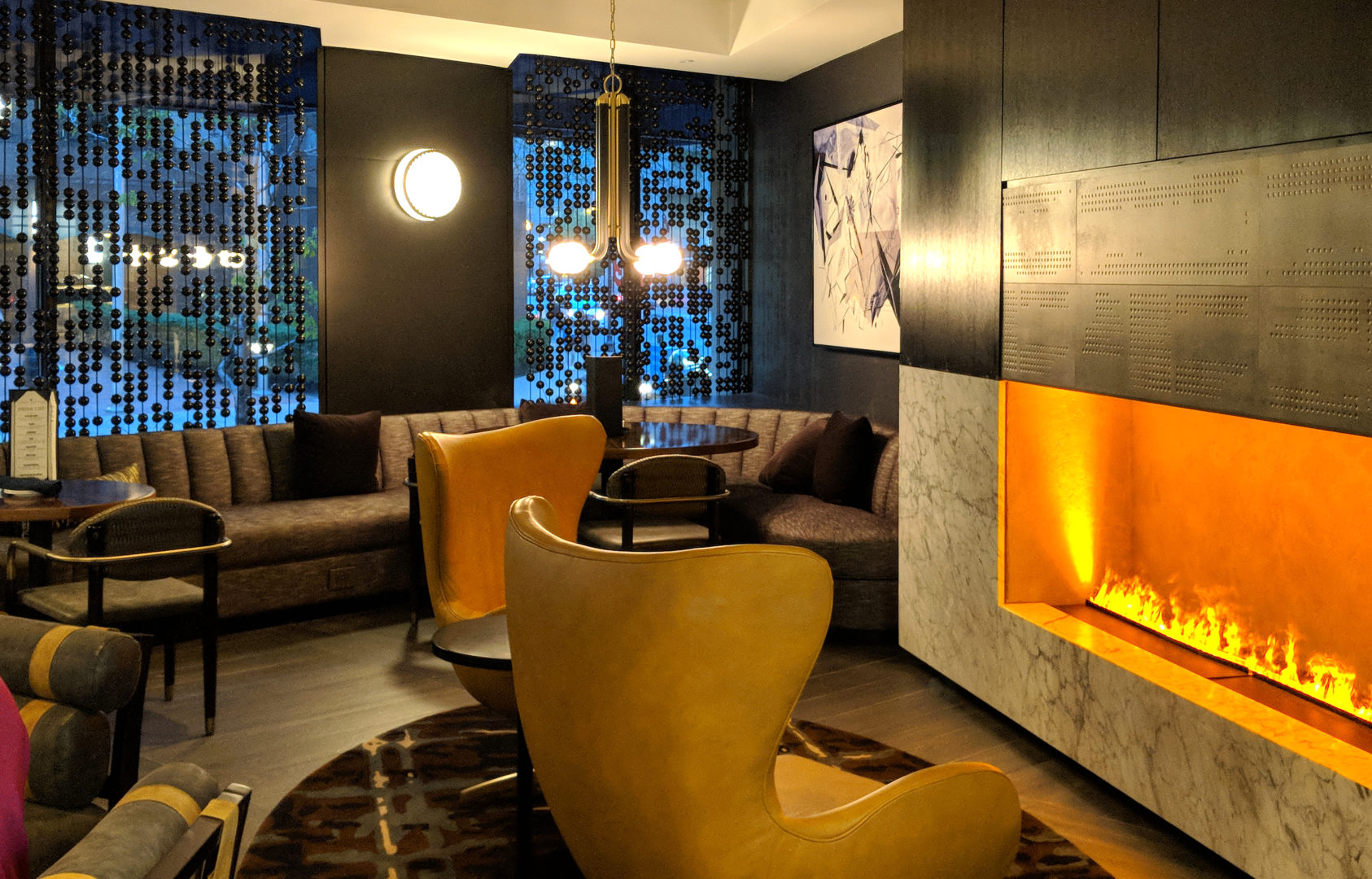 Fireplace in Lounge area of Back Bay Hilton
