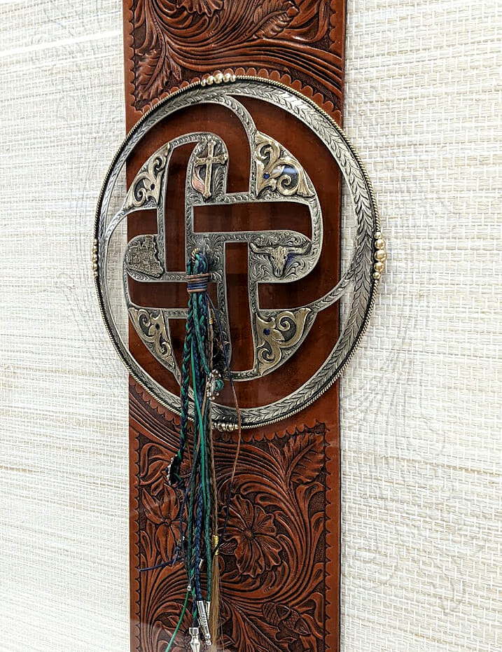 Large concho on strap installation